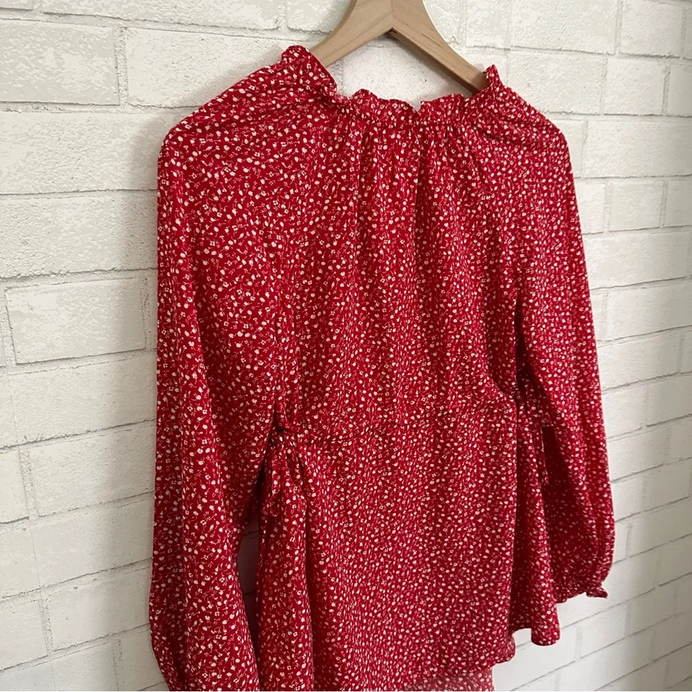 ISABEL Maternity by Ingrid + Isabel Red Flowered Side Tie Long Sleeve Top - Picture 9 of 11